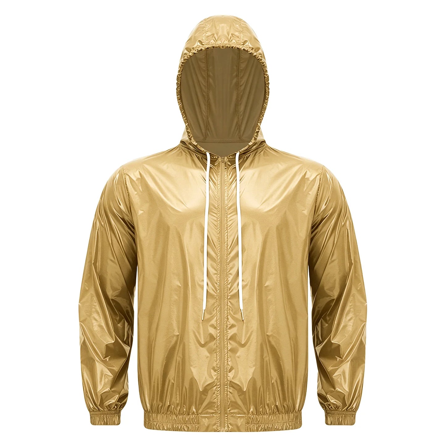 Men Waterproof Hooded Trench Jacket Long Sleeve Hood Outerwear Windbreaker Raincoat fo Hiking Fishing Biking Thermal Windbreaker