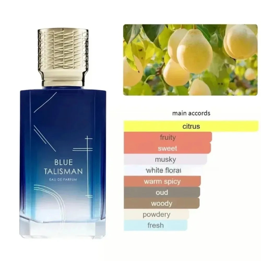 Mystique of The Blue Talisman 100ml Luxury Unisex Perfume Enchanting Woody Floral Scent with Pheromones, Long Lasting Cologne