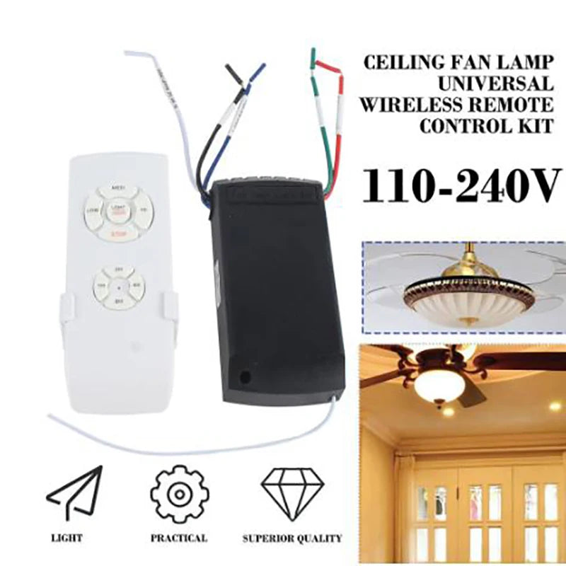 3Pcs/Set 110-240V Universal Ceiling Fan Lamp Speed Remote Control Kit Timing Wireless
