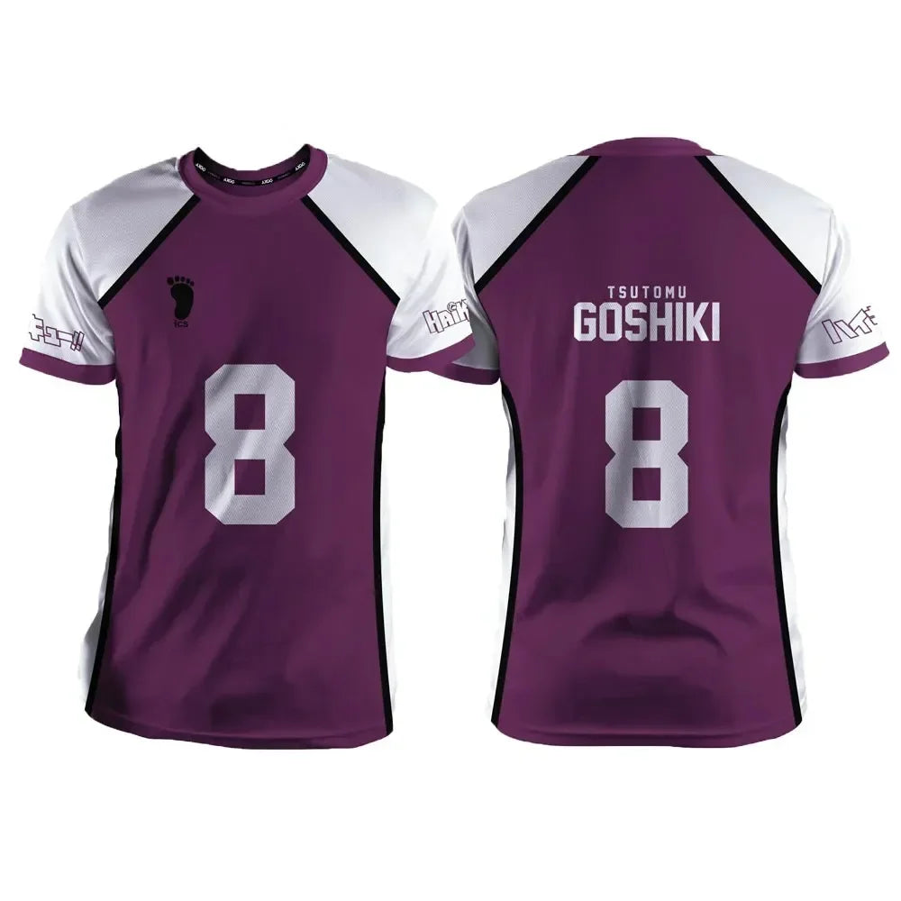 Haikyuu Shiratorizawa Purple Cartoon Anime Cosplay Men Jersey Summer Short Sleeve Children Unisex Tee Tops Fashion Women T-shirt