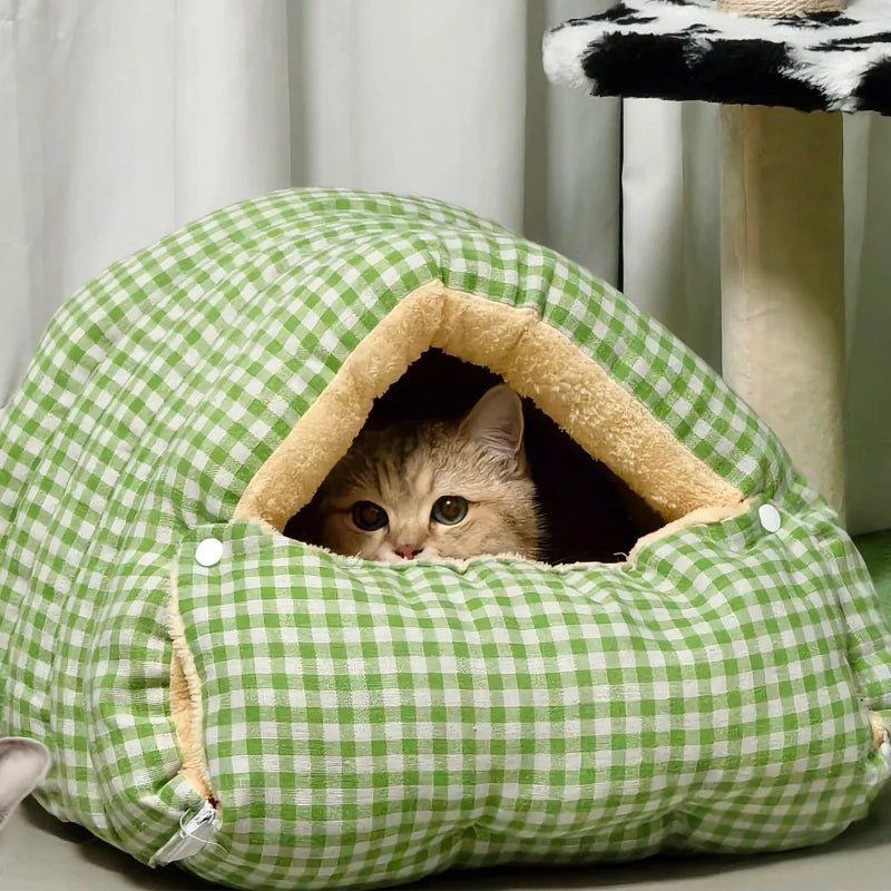 Foldable Pet Sleeping Bed for Cats And Dogs Thickened Semi-Enclosed Soft Indoor Design Warm for Autumn And Winter