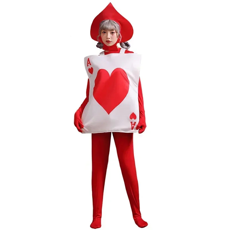 Halloween Playing Cards Heart Costume Adult Children Alice in Wonderland Stage Performance Costume Suit