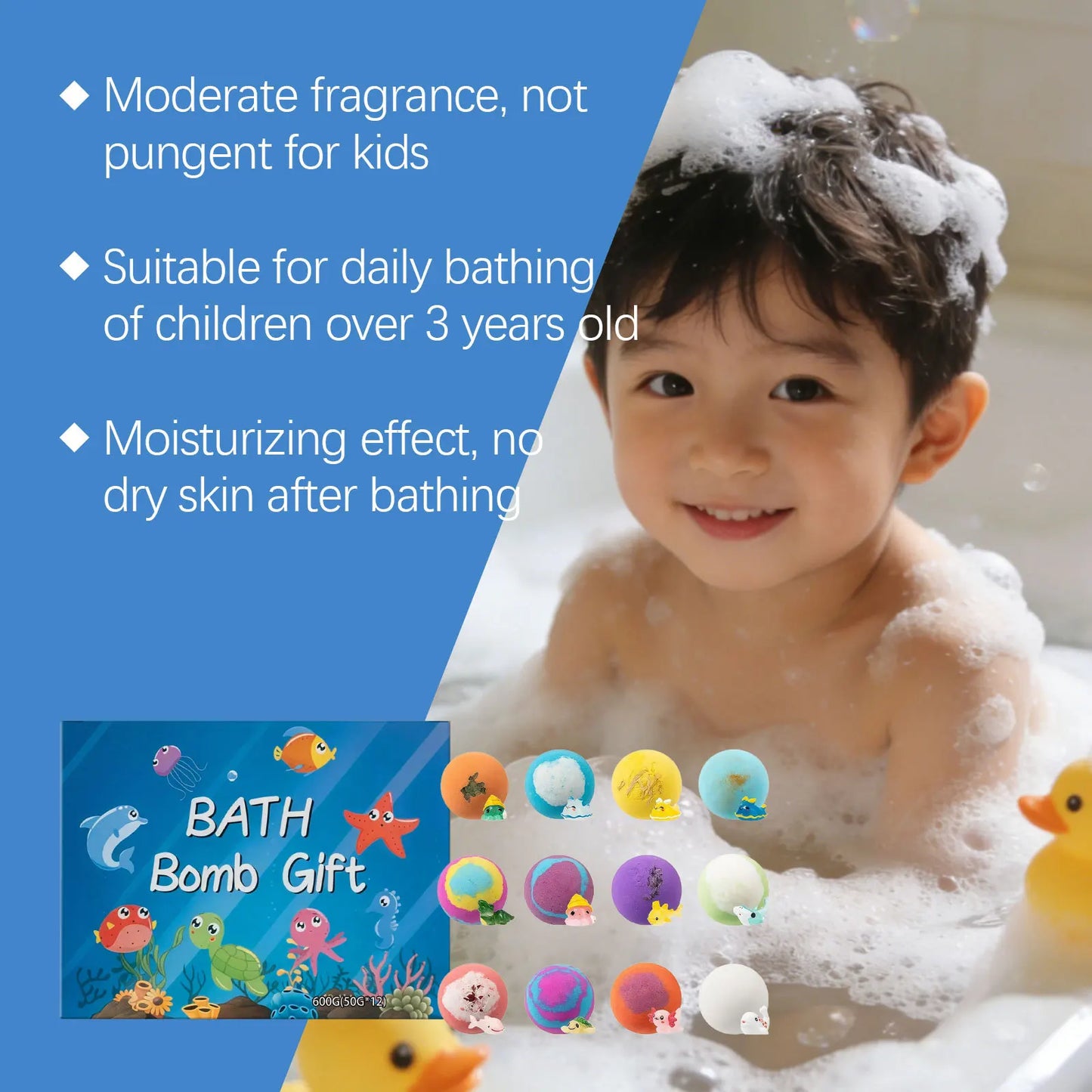 Kid Bath Bombs Inside Hidden Surprise Gentle Cleanse Colorful Rich Bubble Funny Relaxing Kid Bath Toys Children Shower Gift Set