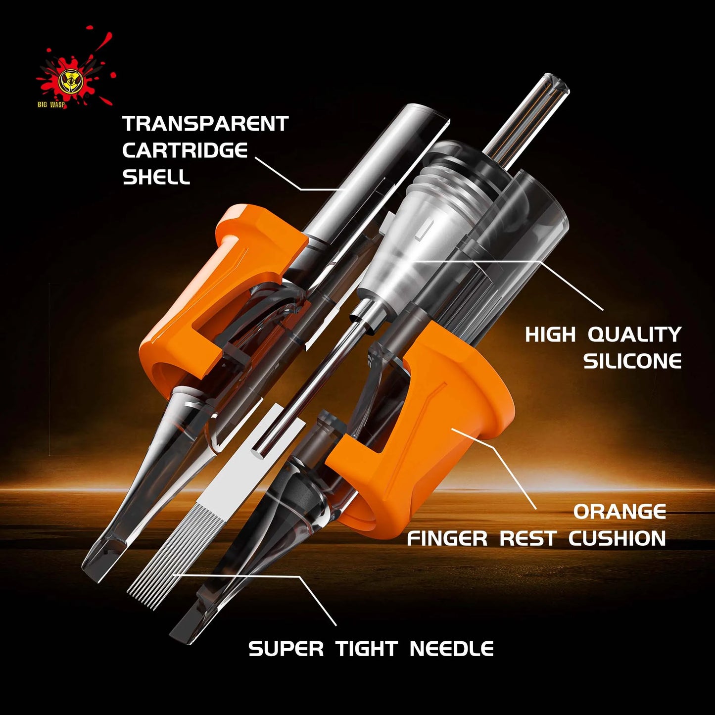 BIGWASP 50PCS/Box Mixed Cartridges Tattoo Needles Disposable Silicone Sterilized Safety Tattoo Needles for Tattoo Machine Grip