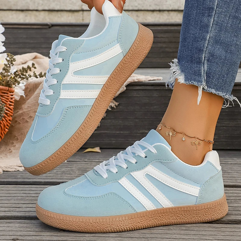 Light Blue Platform Sneakers Woman 2026 Spring Lace Up Thick Sole Casual Sport Shoes Women Light Comfort Non Slip Flat Shoes