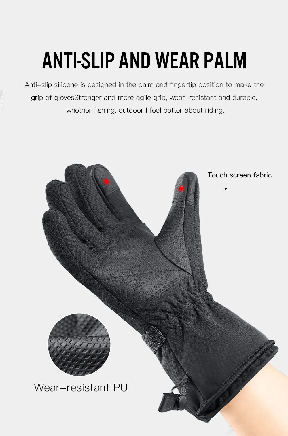 Winter Electric Heated GlovesWith Battery Box Rechargeable Anti-Cold Comfort Men Women Thermal Heated Outdoor Camping Ski Sports