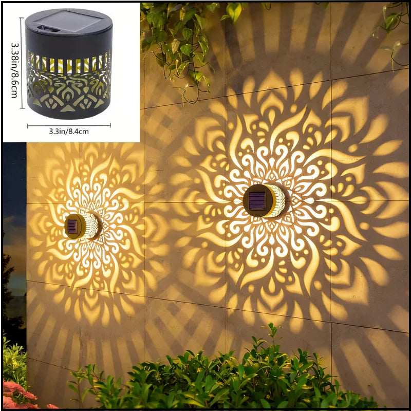 LED Solar Mandala Wall Lamp Openwork Projection Lawn Light Outdoor Garden Decorative Landscape Light for Garden Lawn Fence Porch