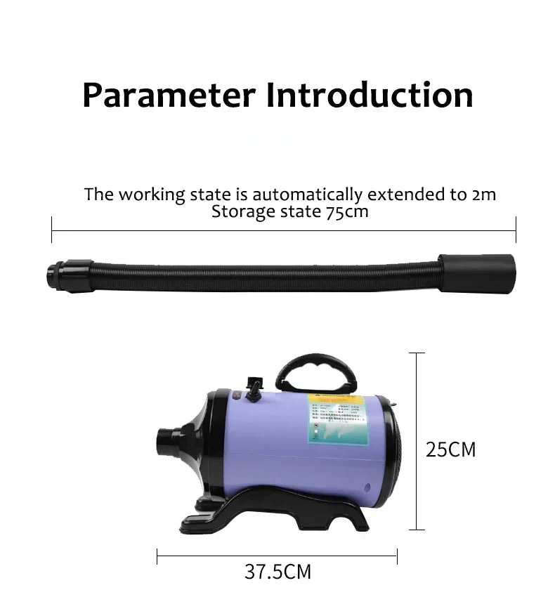 2800W High-power Dogs Hair Dryer Cat Grooming Water Blower Motor Warm Wind Adjustable Blow-Dryer Professional Drier Pet Supplies