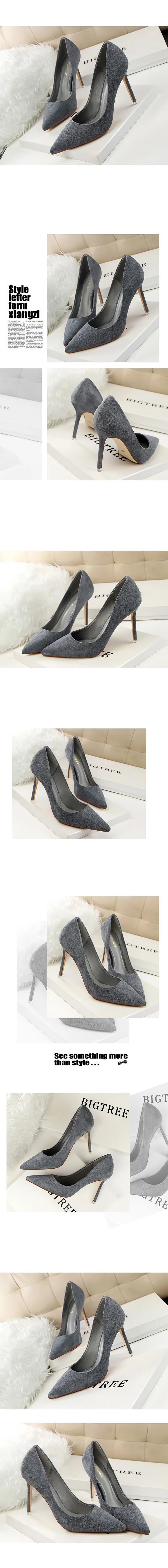 Korean Style Fashionable Minimalist High Heel Velvet Surface Sexy Slimming Professional OL Women's Single Shoes Sharp Pointed To