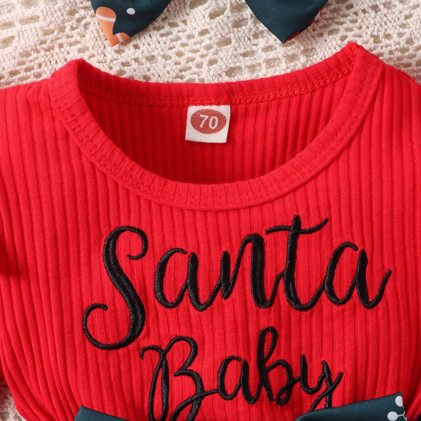 Ceeniu Baby Christmas Bodysuit Dress For Girls Green Santa Claus Letter Rompers Infants Onesies My First New Year Costume Baby