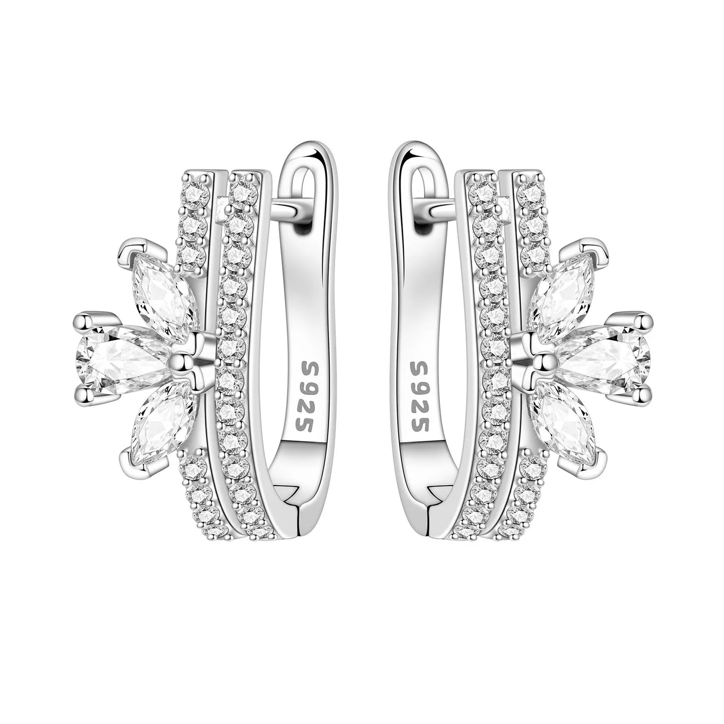 925 Sterling Silver Needle Iris Flower Hoop Earrings for Women Original Elegant Versatile Jewelry Birthday Party Fine Gift 2026