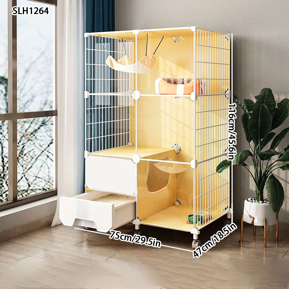Cat cage with enclosed cat litter box indoor cat cage household cat cage with toilet integrated cat house cat house