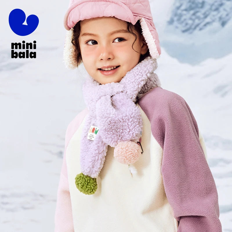 Mini Bala Skin-Friendly Scarf for Boys and Girls New in Winter Warm Cold-Protected Scarf for Babies for Outing Furry