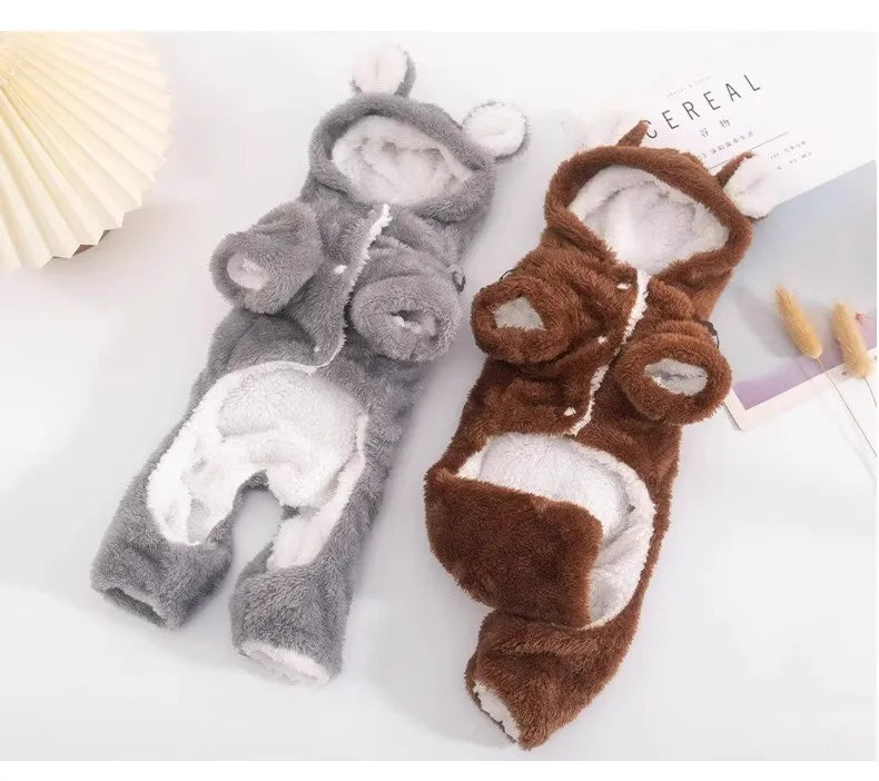 Dog Clothes Winter Autumn Warm Four Legged Fleece Lined Thickened Outfits for Cats Golden Gradient Ragdoll Small To Medium Dogs