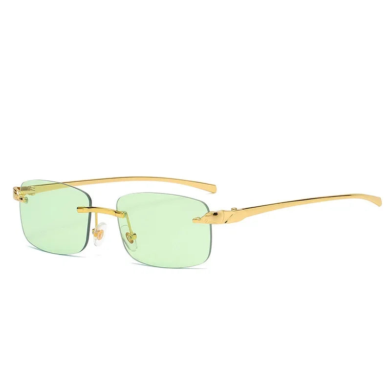 Fashion Vintage Rimless Square Sunglasses Women Men Luxury Brand Designer Popular Travel Driving Metal Small Sun Glasses