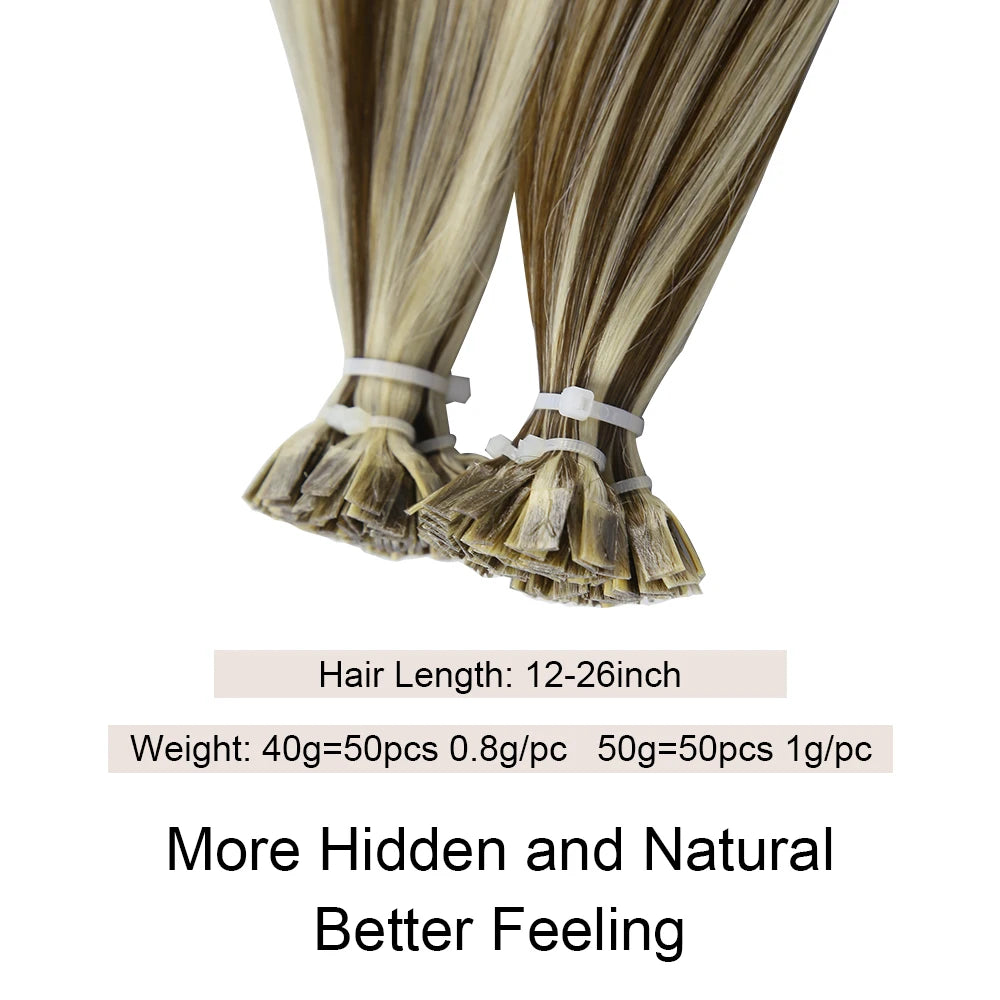 New Flat Tip Hair Extension Human Hair Straight Flat Tip Human Fusion Hair Natural Brazilian Keratin Capsule Real Human Hair 613