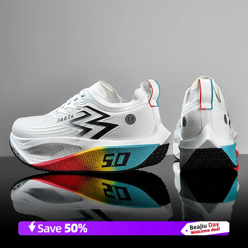 Men Running Shoes Carbon Plate Marathon Speciality Sports Breathable Lightweight Women's Comfortable Nonskid Leisure Sneakers