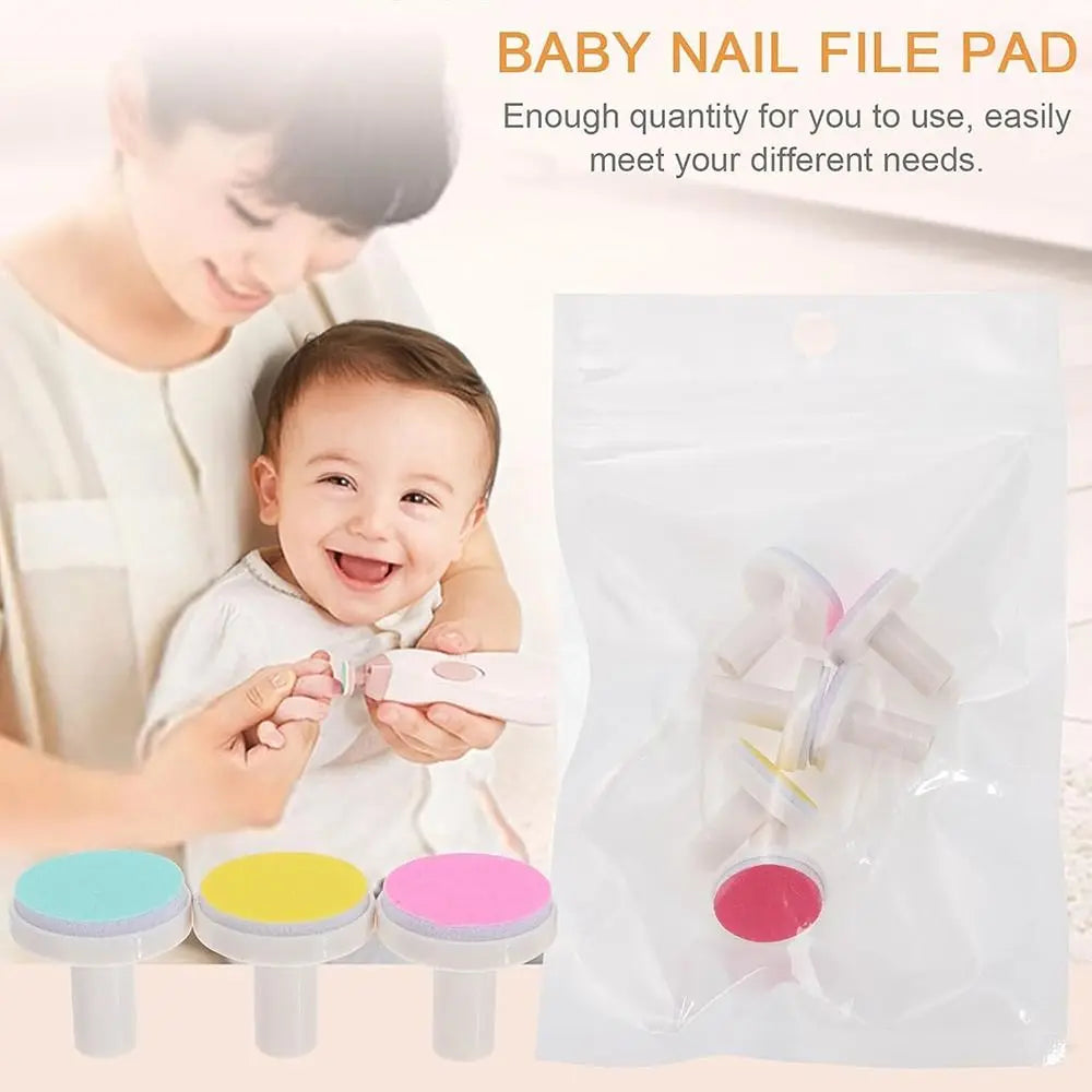 20Pcs Nail Baby File Pads Trimmer Replacement Grinding Head Pad Electric Clippers Heads Disc Sandpaper Infantnewborn Polish Toe