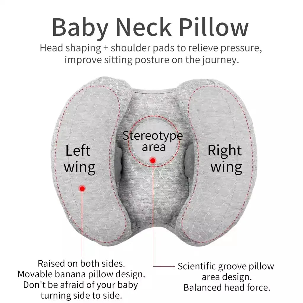Baby Stroller Pillow Car Seat Head Fixed Neck Pillows Bend Shape Sleeping Protection Headrest Cushion Infant Anti-head Mat
