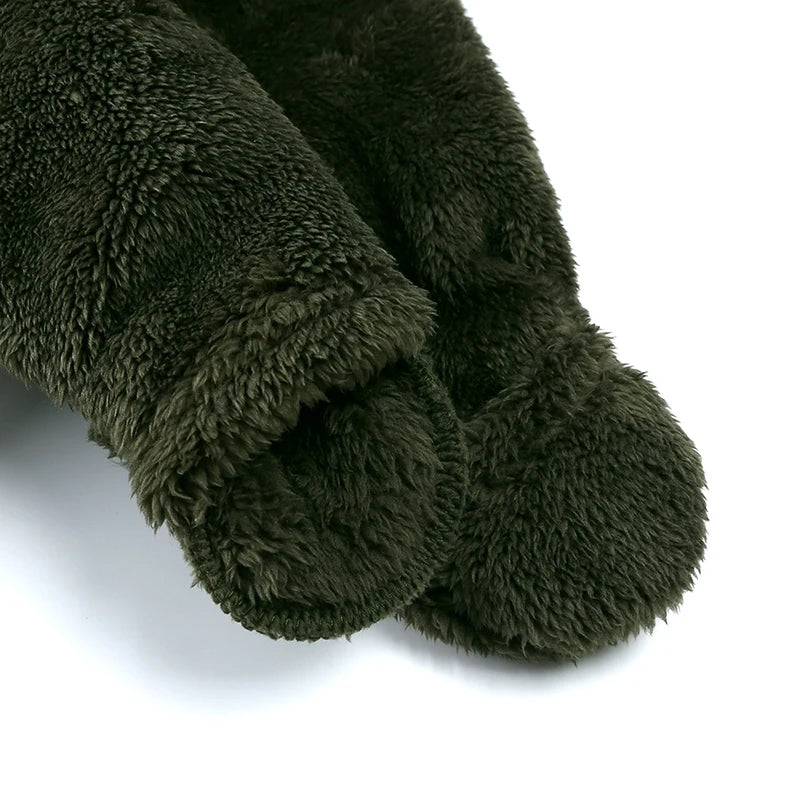 0-12months Baby Winter Clothes Newborn Rompers Infant Polar Fleece Jumpsuit Baby Boys Girl Zipper Cute Bear Romper