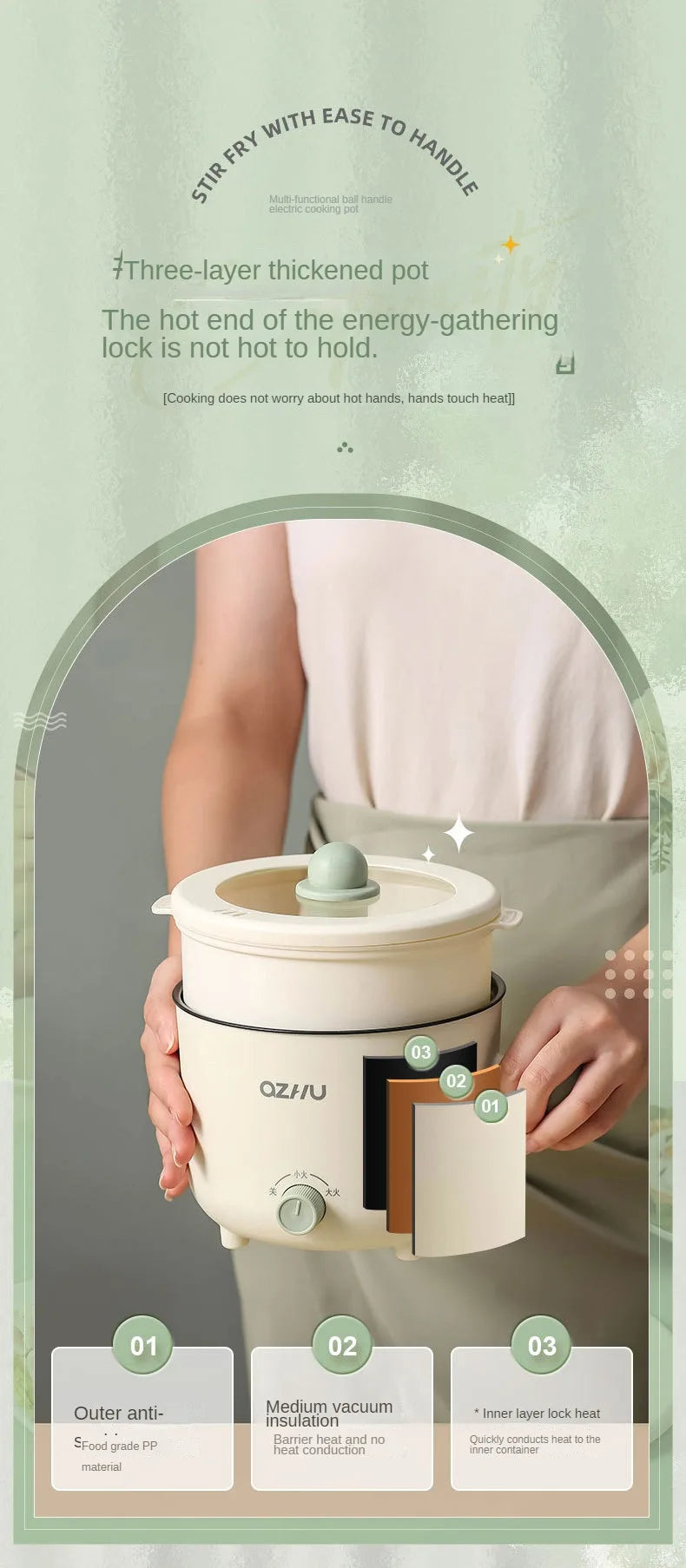 Mini Pot for Baby Electric Rice Pot Multicooker Hotpot Stew Heating Pan Noodles Eggs Soup Porridge Steamer Rice Cookers