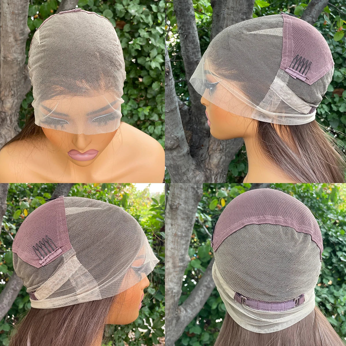 Natural Brown Synthetic Hair Full Lace Wigs for Black Women Heat Resistant 26 Inch Long Straight Full Hand Tied Free Part 150%
