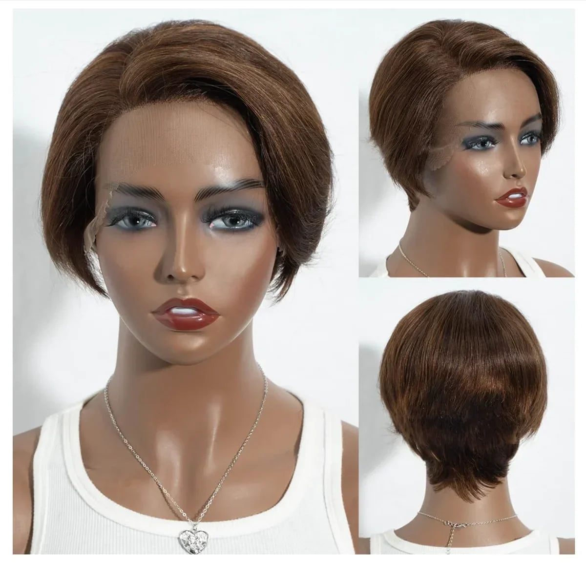 13x4 Lace Front Pixie Cut Bob Wig Highlight Honey Blonde Ombre Brazilian Remy Human Hair Pre‑Plucked Natural Hairline Soft