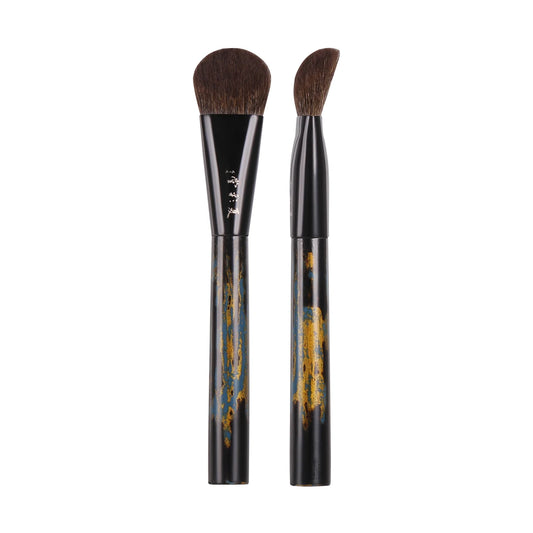 DS09(HS) Professional Handmade Make Up Brush 3D Triangle Blush Brush Pine Squirrel Goat Hair Raw Lacquer Handle Makeup Brushes