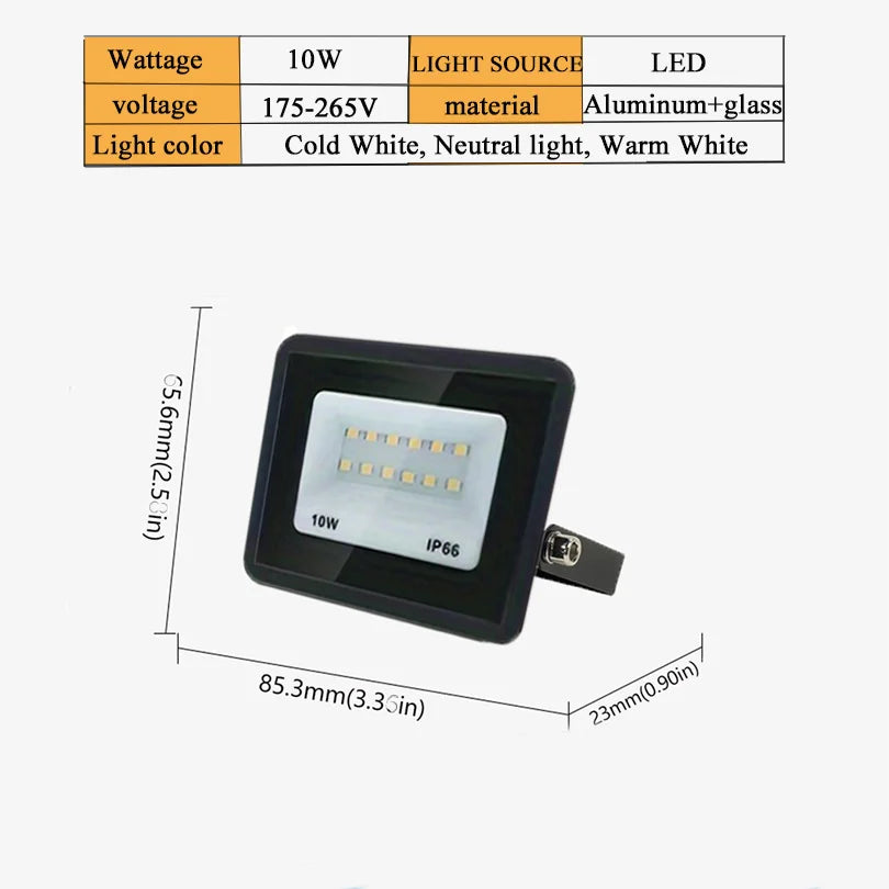 LED Floodlight Spotlight AC220V AC110V Ultra-bright Waterproof Light 10W 20W 30W 50W 100W 150W 200W 300W Garage Factory Lighting