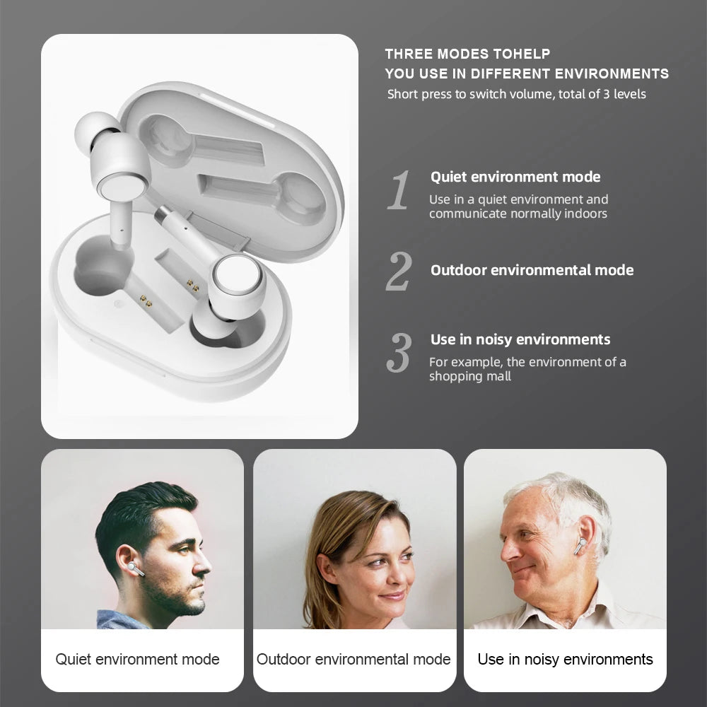 In Ear Binaural Chamber Hearing Aids with 4 Channels Rechargeable Wireless Noise Reduction for Moderate to Mild Hearing Loss