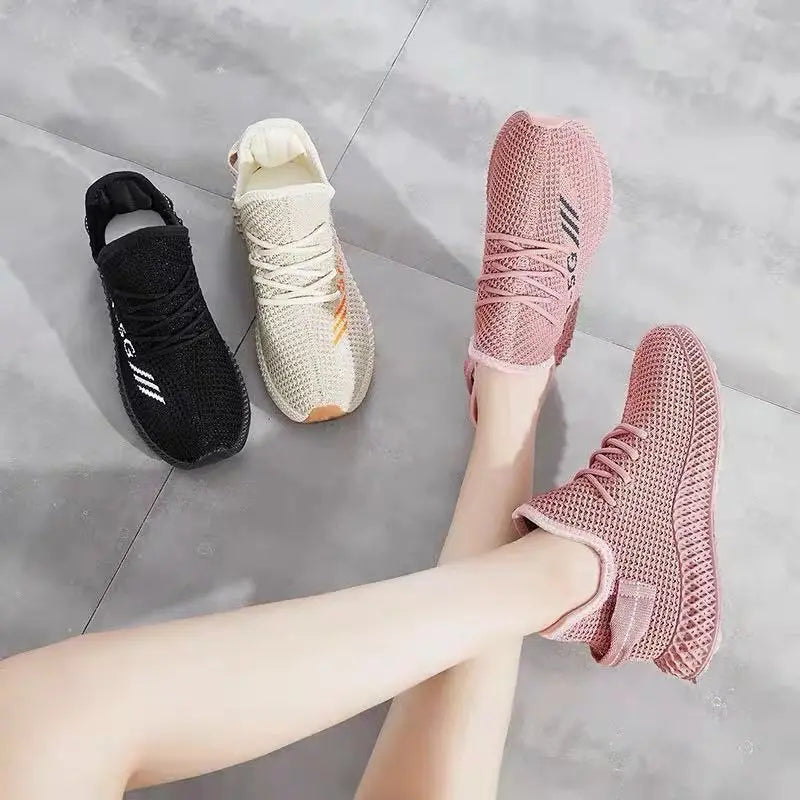Women's Sneakers 2023 New Fashion Breathable Trainers Comfortable Sneakers Women Mesh Fabric Lace Up Female Footwear Women Shoes
