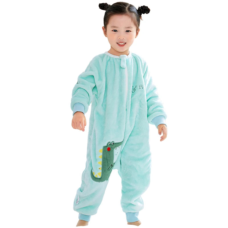Kawaii Girls Pajamas Winter Purple Rabbit Onesie Hooded Plush Kigurumi Jumpsuit Blanket Sleeper Warm Overall Kids Nightwear Pjs