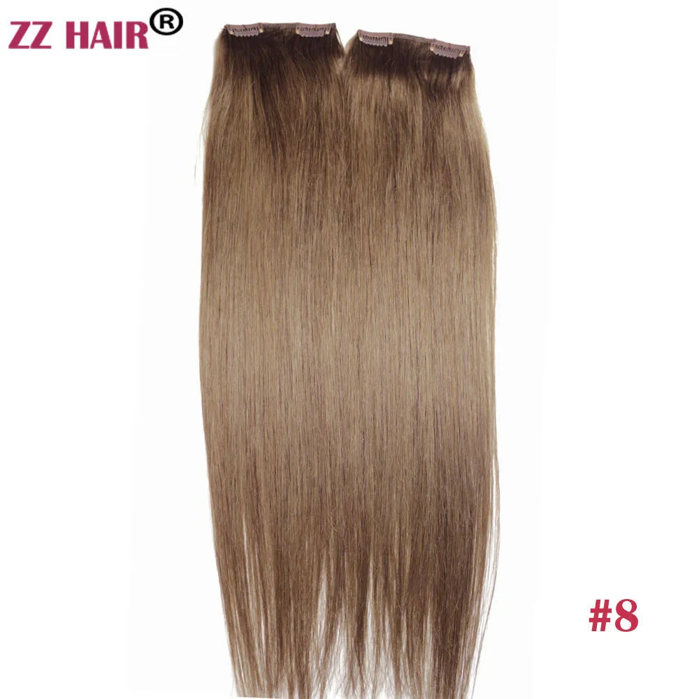 ZZHAIR 100% O Brazilian Human Remy Hair Extensions 16"-24" 2pcs Set 70g 80g Clips-in Two Pieces 2x10cm Natural Straight