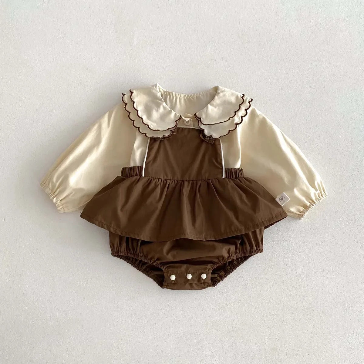 8761 Baby Clothing Set Spring 2024 New Girl's Suit Sleeveless Suspenders Skirt Short+Doll Collar Shirt Sweet Two Piece Suit