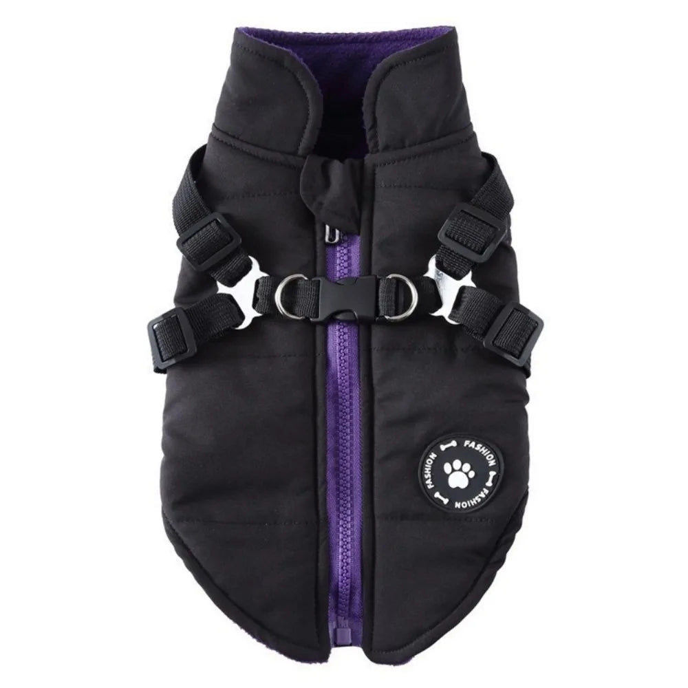 Waterproof Adjustable Dogs Down Clothes Thicken Warm Winter Dog Clothes Soft with Harness Dog Coat for Dogs Cats