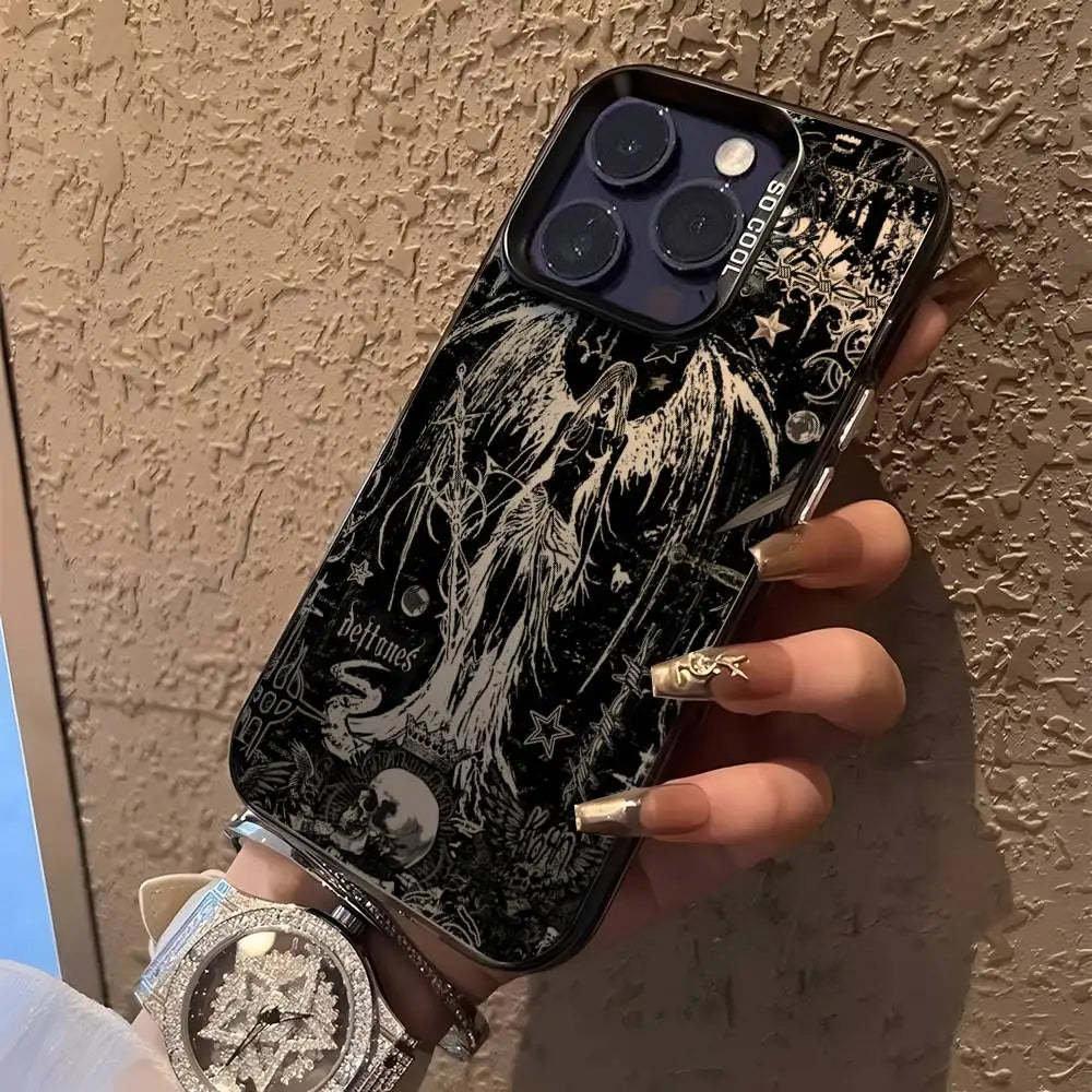 Vintage Gothic Cross Angel Pattern Design Protective Cover for iPhone 17 16 15 14 13 12 11 16E Series Pro Max Plus