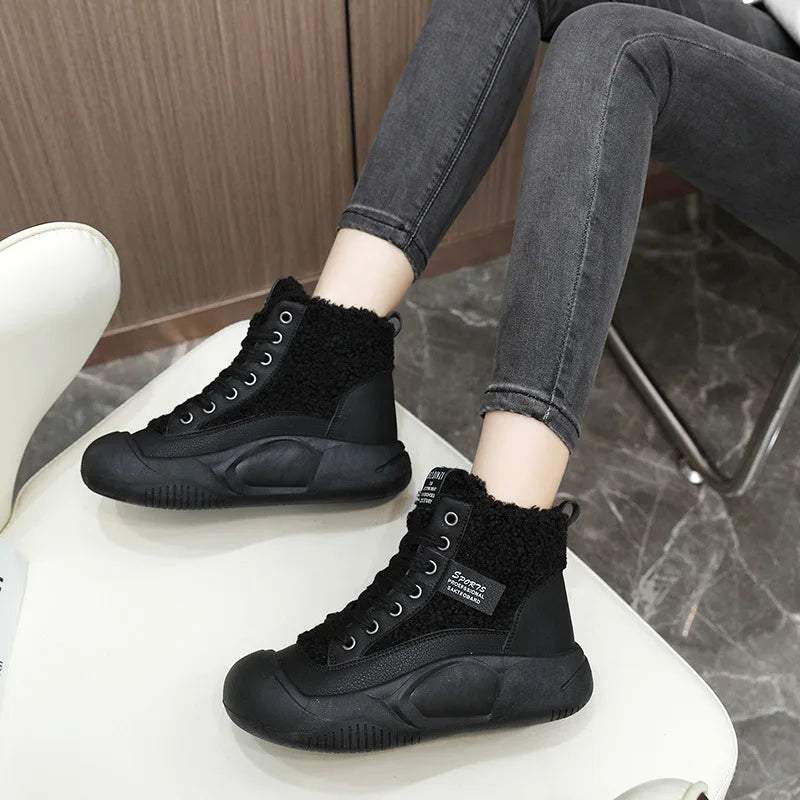 Women's Winter Sports Shoes Fashion Warm High Sneakers Woman Ankle Snow Boots Ladies Casual Sport Skateboard Safety Padded Shoes