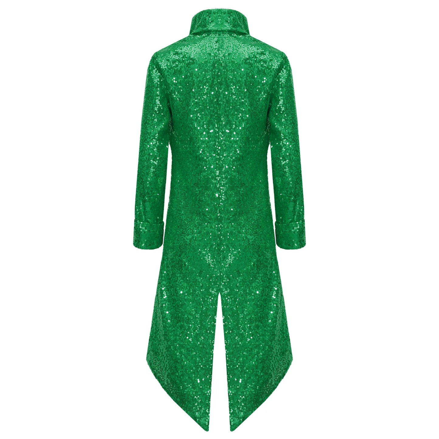 Kids Boys Halloween Medieval Renaissance Costume Sparkly Sequins Victorian Tailcoat Jacket Frock Coat Long Sleeve Gothic Tuxedo