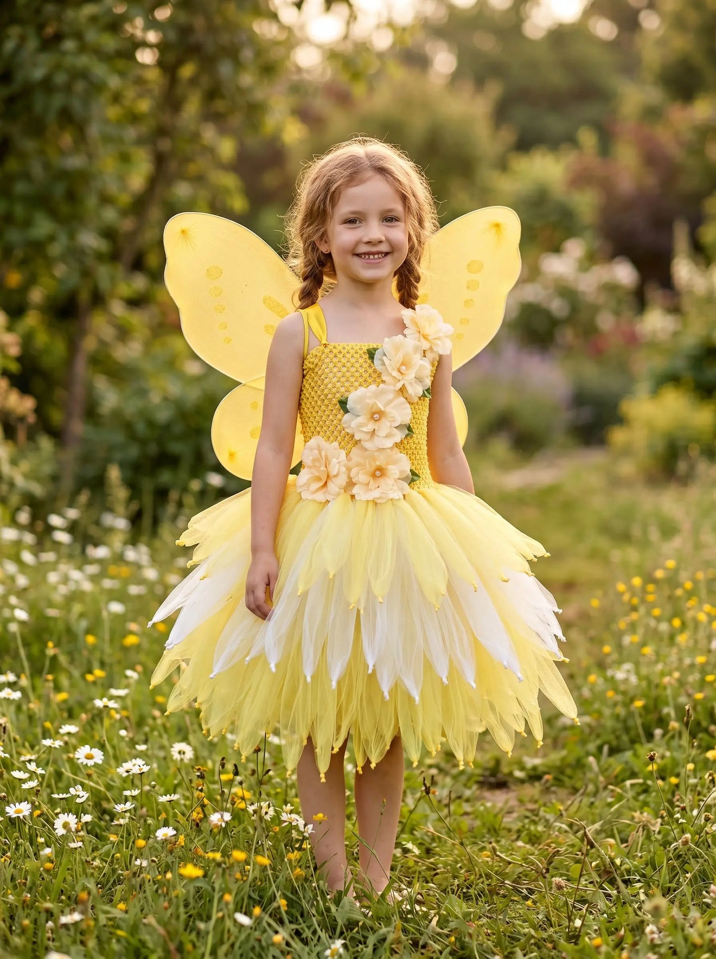 Girls Fairy Costume Princess Dress Kids Butterfly Wing Outfit Tulle Dress Halloween Birthday Party Fancy Dress Carnival Pageant