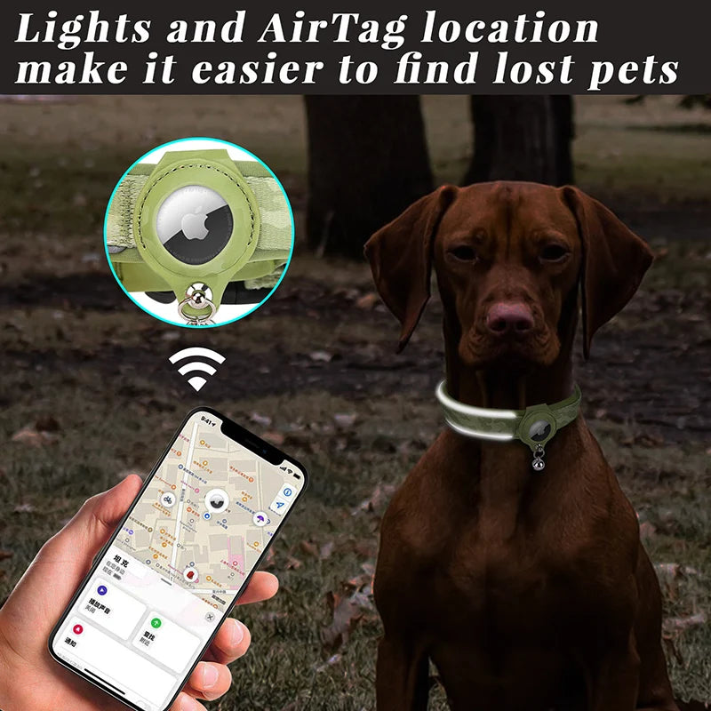 Airtag Dog Collar Adjustable Nylon Reflective Pet Collar For Small Medium Large Dog Durable Anti-lost Dog Necklace With Padded