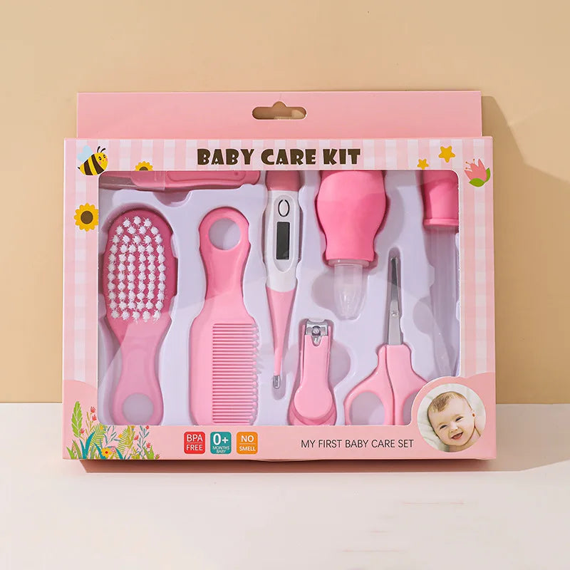 Baby Care Set Baby Nail Clipper Toothbrush Care Tool Comb Brush Organiser 9 Piece Set