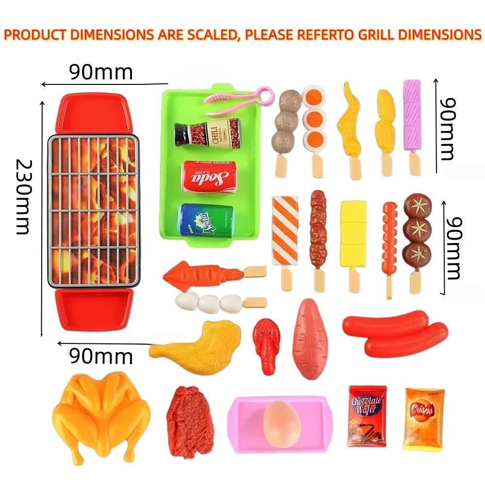 Baby Dress Up Kitchen Toys BBQ Set Kids Simulated BBQ Cookware Cooking Simulated Food Cosplay Educational Gift Toys