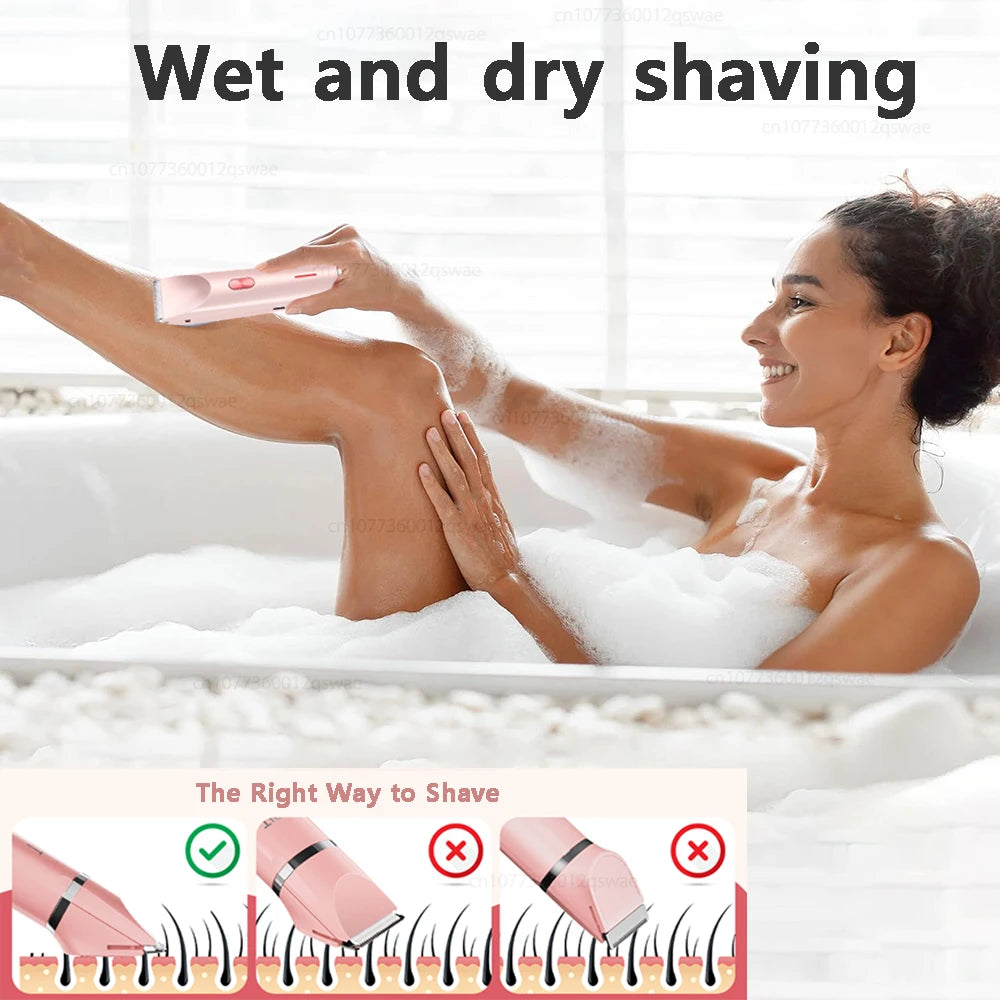 Electric Shaver for Woman Bikini Trimmer for Women Dual Head Electric Razor Waterproof Painless Bikini Shaver Pubic Hair Trimmer