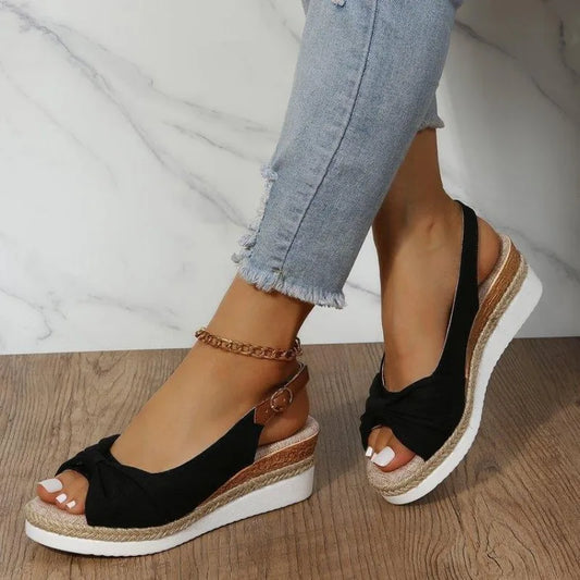 2026 Women Fashion Sandals Open Toe Casual Wedge Platform Shoe Soft Sole Light Work Shoes Large Size Flat Comfortable Beach Shoe
