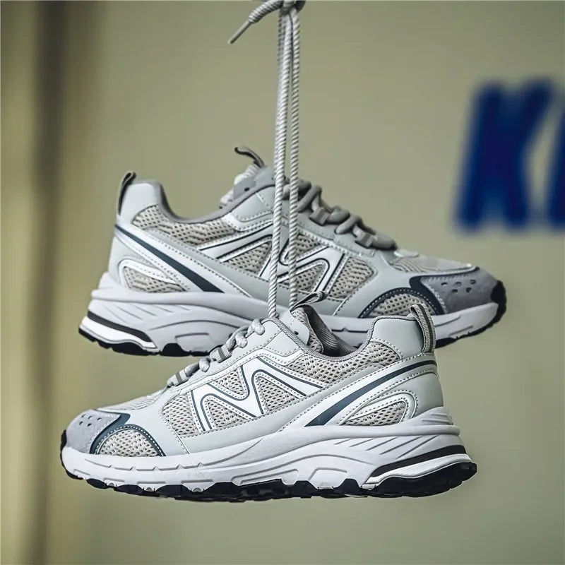 Breathable Outdoor Men's Sport Shoes Summer Trend Dad Sneakers Student Casual Rubber Sole EVA Insole Cotton Lined Net Mesh