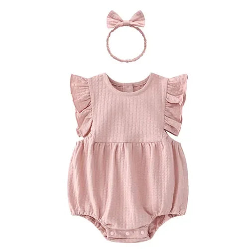 2025 New Summer Toddler Baby Girls Jumpsuit Flying Sleeve Cotton Flower Print Newborn Baby Girls Romper 0-24M Baby Clothing