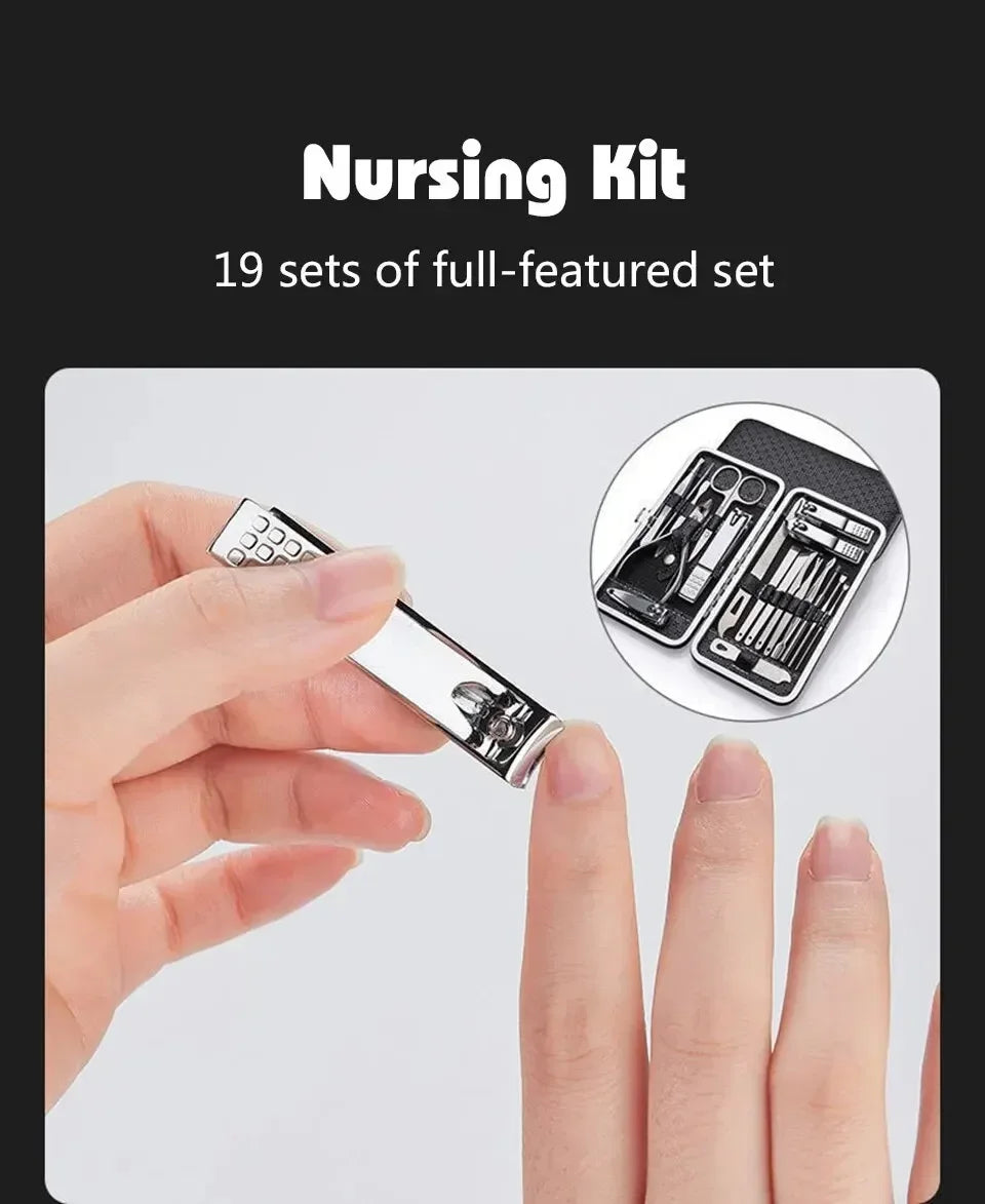 Nail Cutter Set Grooming Tool Set With Portable Case Manicure Art Tool Nails Cut Stainless Steel Nail Clippers Set