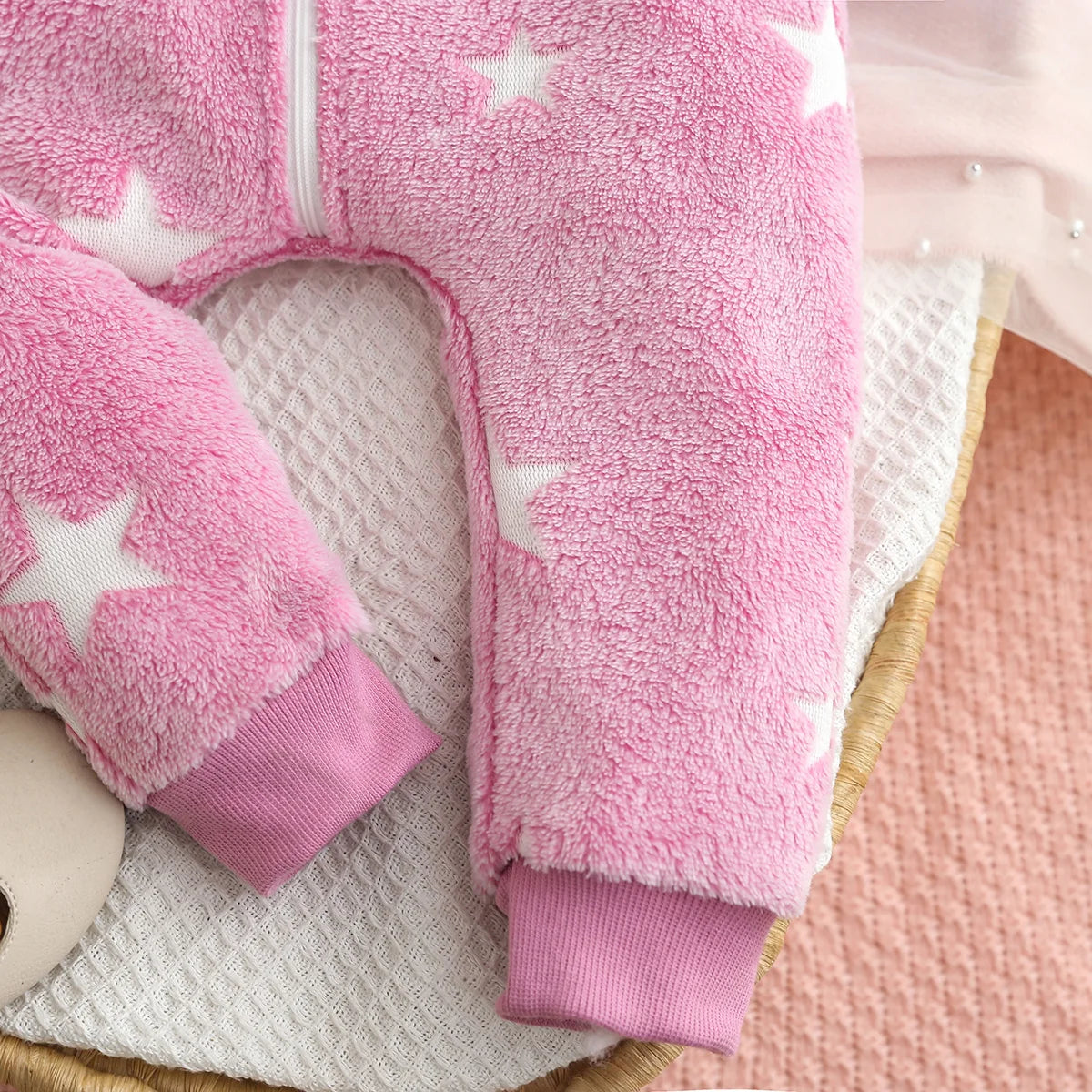 Girls Winter Casual Zipper Hooded Plush Onesie Baby Romper Suit Comfortable Soft Fabric Baby Clothes for Infants
