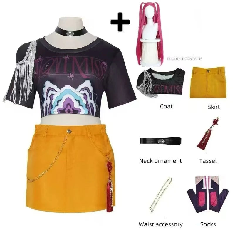 2025 Halloween KPop Mira Cosplay Costume Wig Women Girls Halloween Carnival Comic-con Party Role Playing Outfits