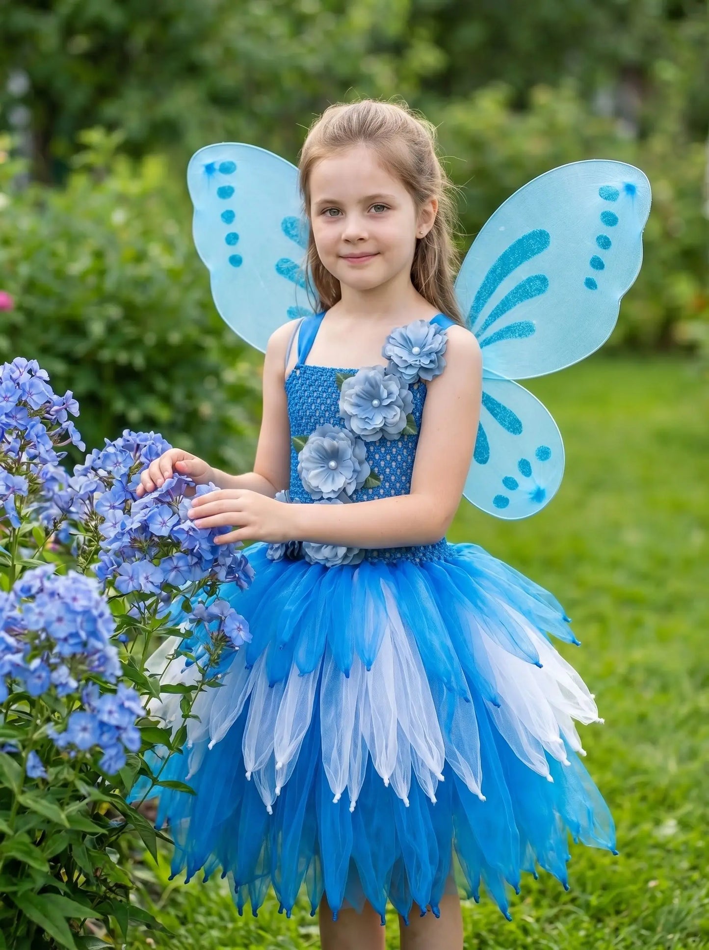 Girls Fairy Costume Princess Dress Kids Butterfly Wing Outfit Tulle Dress Halloween Birthday Party Fancy Dress Carnival Pageant